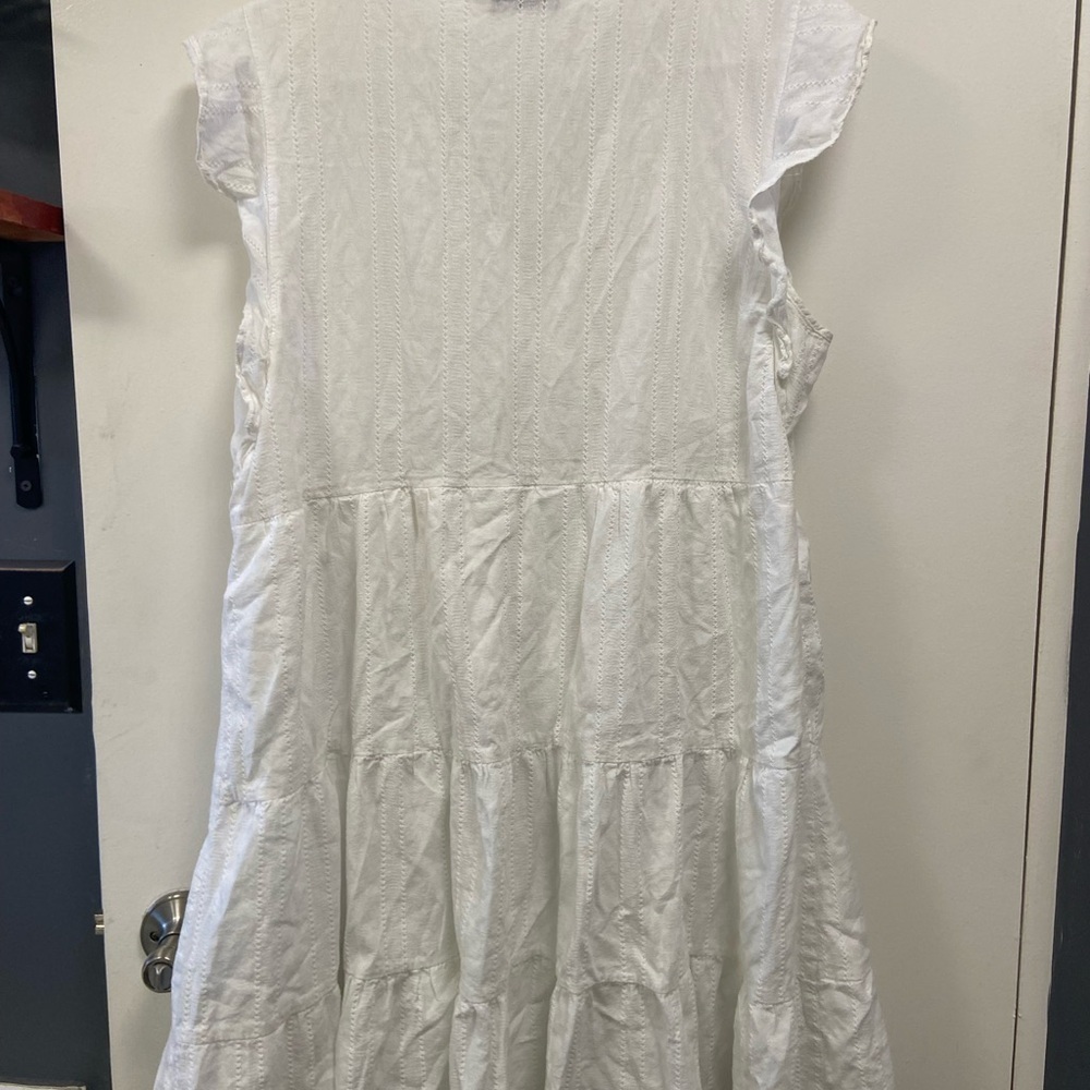 Sonoma Large eyelet White Smocked Midi Sundress with Flutter Sleeves - Picture 5 of 8